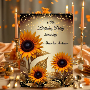 Invitation Sunflowers Parties scintillant Bronze Or Noir Anni