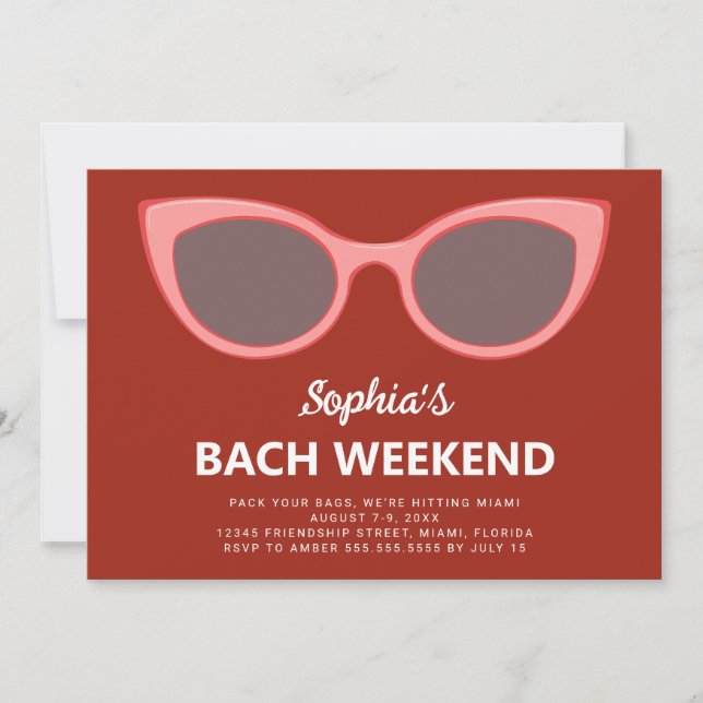 Invitation Sunnies Beach Bachelorette Week-end (Devant)