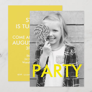 Invitation Sunny Fun Cool Minimal photo moderne Anniversaire