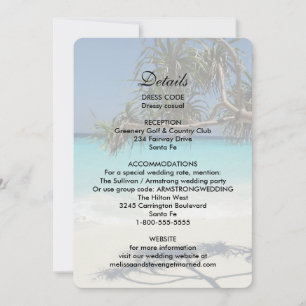 Invitation Sunny Tropical Beach Ocean Paradise Mariage Détail