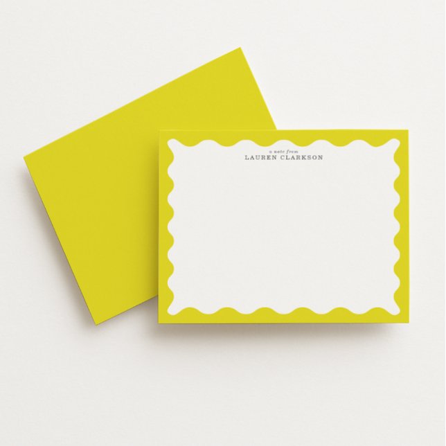 Invitation Sunny Yellow Wavy Frame Note Card (Créateur téléchargé)