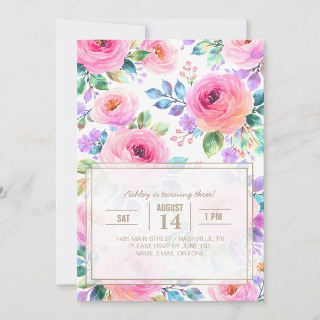 Invitation Sunrise Floral Boho Custom Name Design             (Devant)