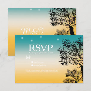 Invitation Sunset Beach Mariage de palmiers tropicaux