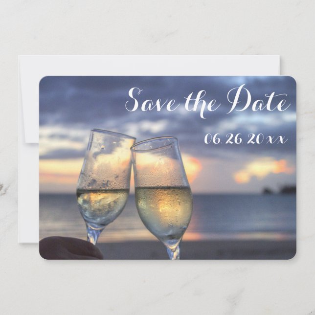 Invitation Sunset Beach Round Enregistrer la date Round (Devant)