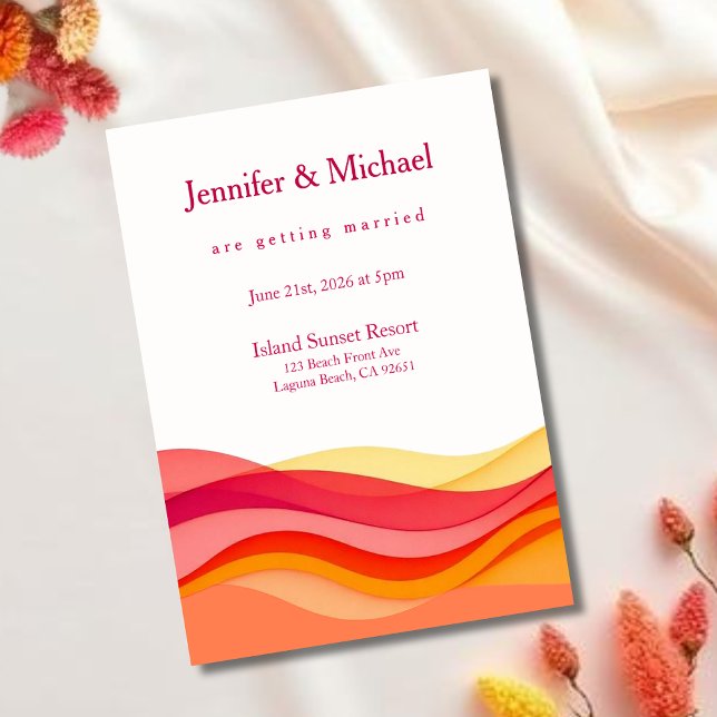 Invitation Sunset Color Waves Modern Wedding  (Sunset Color Waves Modern Wedding  Invitation)
