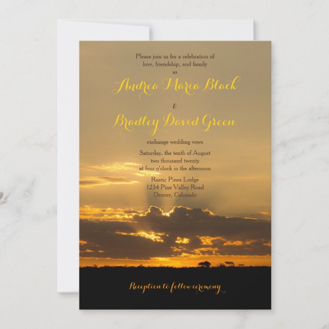 Invitation Sunset Namibie Afrique Mariage paysage (Devant)