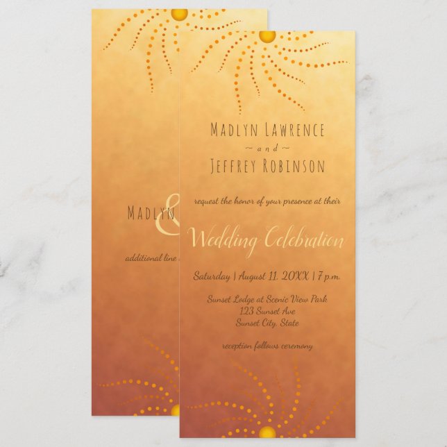 Invitation Sunset ombre soleil points mandala mariage (Devant / Derrière)