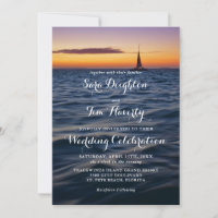 Sunset Sail Contemporary Nautical Wedding Invitati
