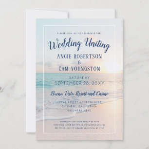 Invitation Sunset Sunrise Sandy Ocean Beach Mariage