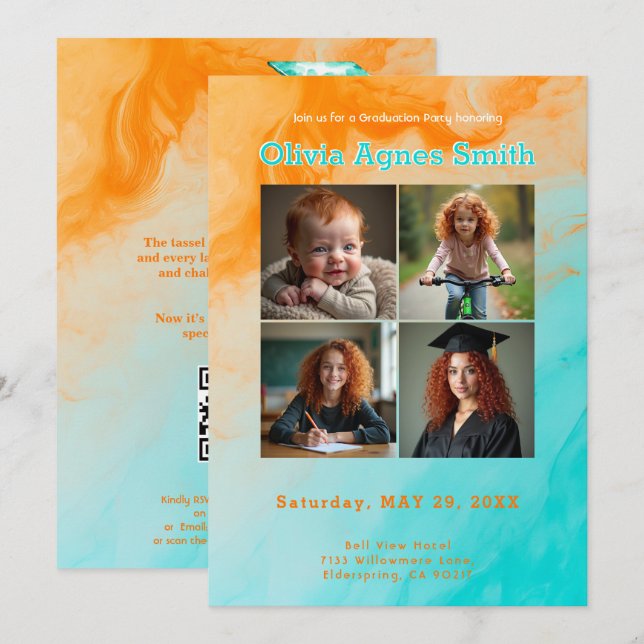 Invitation Sunset‑to‑Sea Milestone Collage QR Code (Devant / Derrière)