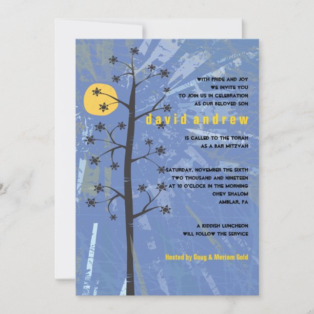 Invitation Sunset Tree Bar Mitzvah (Devant)