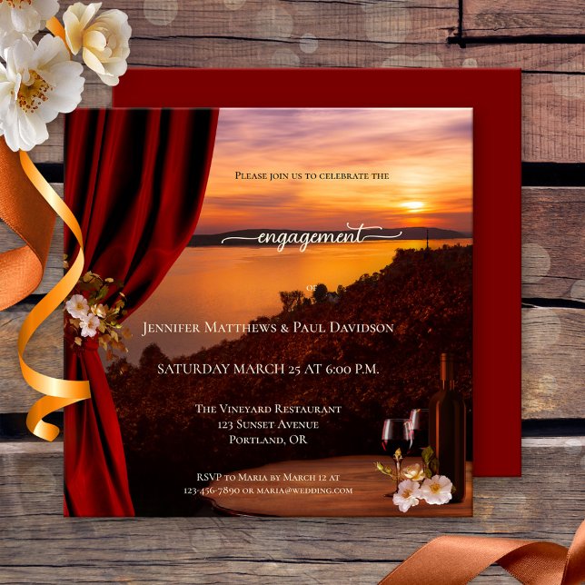 Invitation Sunset Winery ou Vineyard Engagement Party Invitat (Créateur téléchargé)