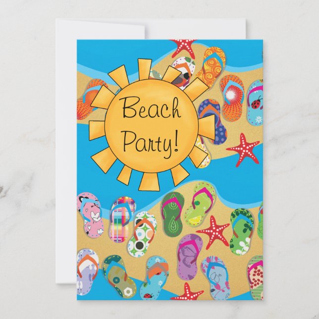 Invitation Sunshine and Flip Flops Beach Party (Devant)