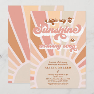 Invitation Sunshine Baby shower Boho Muet Rainbow Sunshine