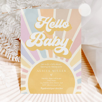 Invitation Sunshine Baby shower Boho Retro Rose Sunshine