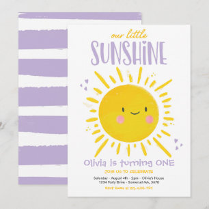 Invitation Sunshine Birthday Party Purple Notre Petit Soleil
