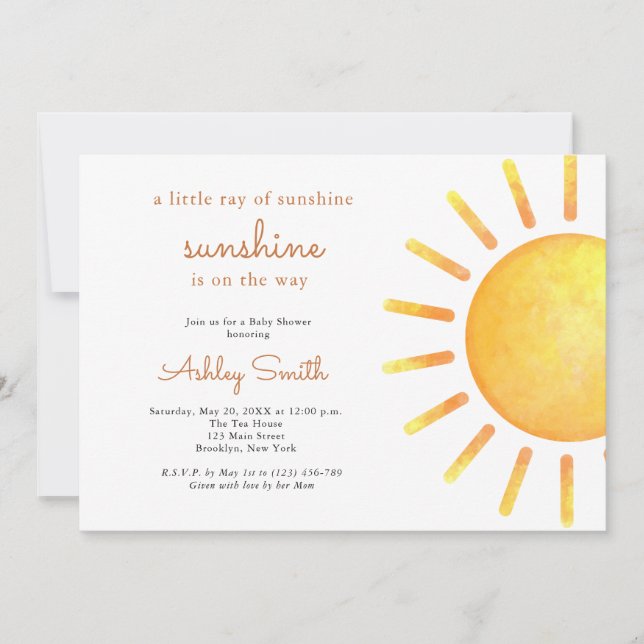 Invitation Sunshine Genre Neutre Boho Baby shower Soleil (Devant)