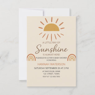 Invitation Sunshine Genre Neutre Boho Baby shower Soleil