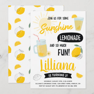 Invitation Sunshine Lemonade & Fun Birthday Party, N'importe