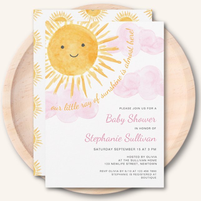Invitation Sunshine Nuages Baby shower de fille (Créateur téléchargé)