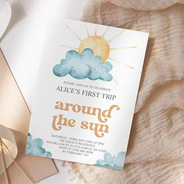 Invitation Sunshine Premier Voyage Autour De L'Anniversaire D (Créateur téléchargé)