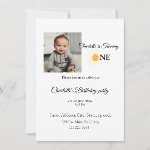 Invitation Sunshine simple ajouter photo QR anniversaire Invi