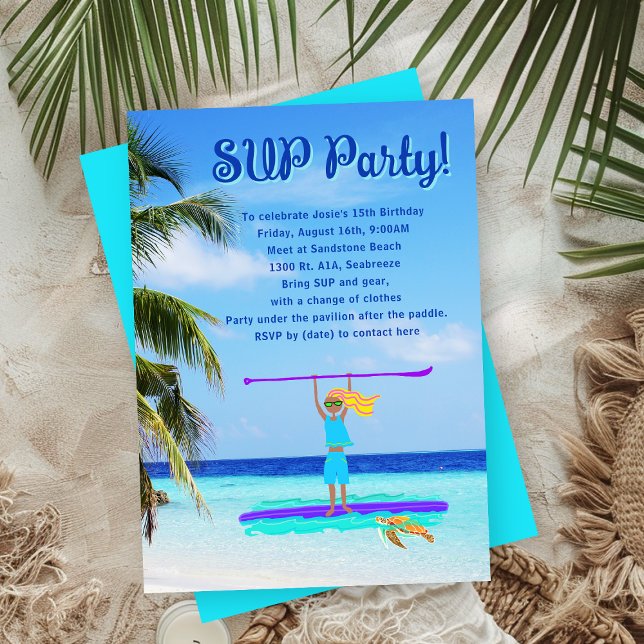 Invitation SUP Party Girls Birthday Tropical Paddling (Créateur téléchargé)