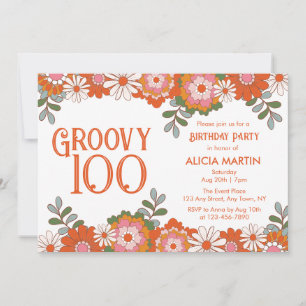 Invitation Super 100 Hippie classique Flora Leaf Anniversaire