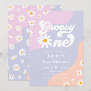 Invitation Super 1 fête d'anniversaire Boho Floral Daisy