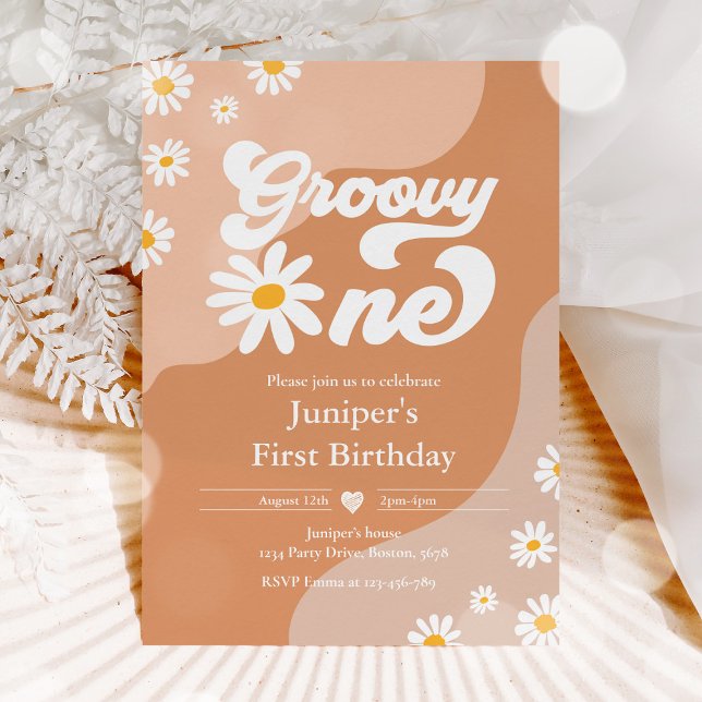 Invitation Super 1 fête d'anniversaire Boho Floral Daisy (Créateur téléchargé)