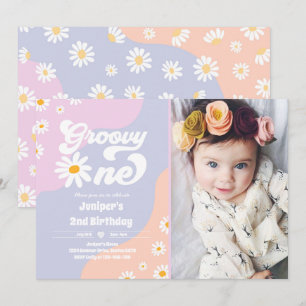 Invitation Super 1 fête d'anniversaire Boho Floral Daisy