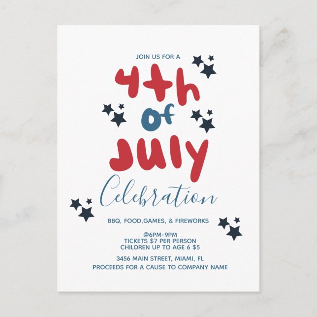 Invitation super 4 juillet Stars BBQ Flyer (Devant)