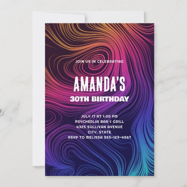 Invitation Super Abstrait des tourbillons et cercles Cool Ann (Devant)