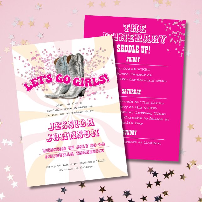 Invitation Super Allons-y Filles Western Bachelorette Party (Créateur téléchargé)
