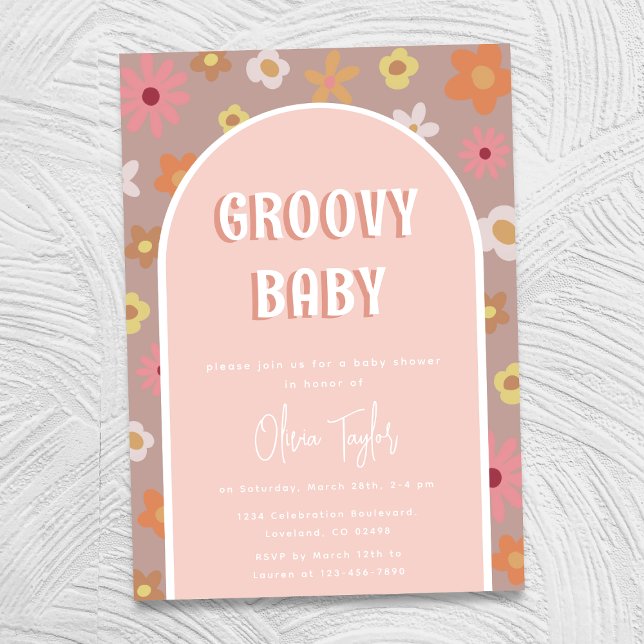 Invitation Super Baby Retro Boho Fleurs Baby shower fille (Créateur téléchargé)