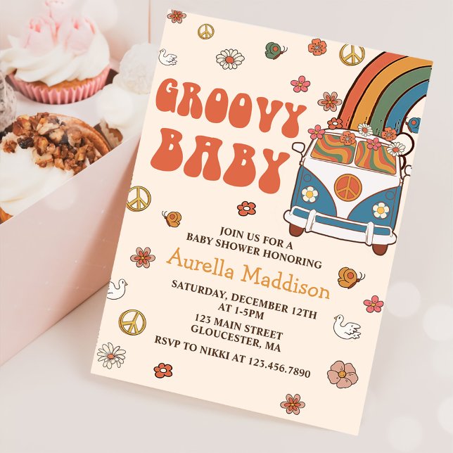 Invitation Super Baby Retro Rainbow Baby shower Party (Créateur téléchargé)