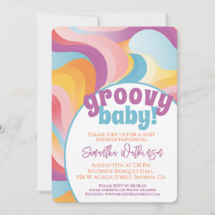 Invitation Super bébé Retro Boho Wave Baby shower