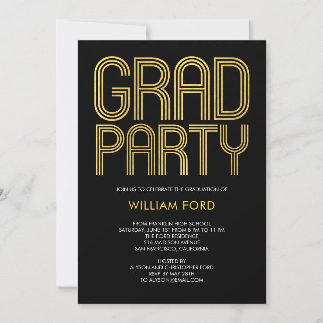 Invitation Super Charme MODIFIABLE COULEUR Graduation Invitat (Devant)