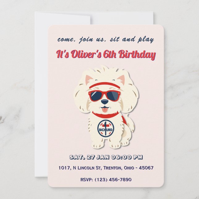 Invitation Super Chien Anniversaire personnalisé (Devant)