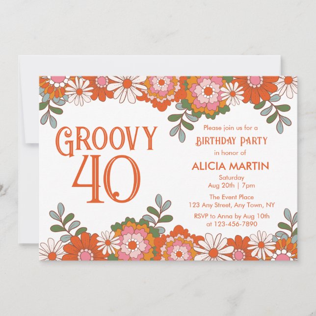 Invitation Super classique Hippie Flora Leaf Anniversaire (Devant)
