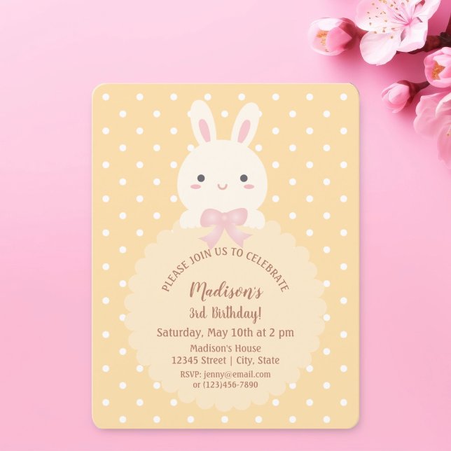 Invitation Super Cute Kawaii Anniversaire de enfant lapin (Créateur téléchargé)