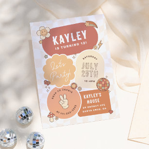 Invitation Super Daisy Boho Retro Faisons la fête Fille Anniv