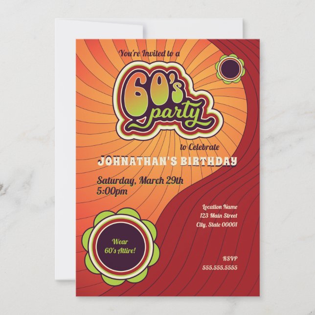 Invitation super de partie des années 60 (Devant)