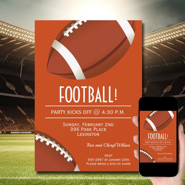 Invitation Super Fan Football (Order INSTANT DOWNLOAD to send digitally or PRINTED cards to mail or both!)