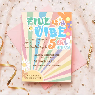 Invitation Super Five est un Vibe Retro Sunshine 5e anniversa