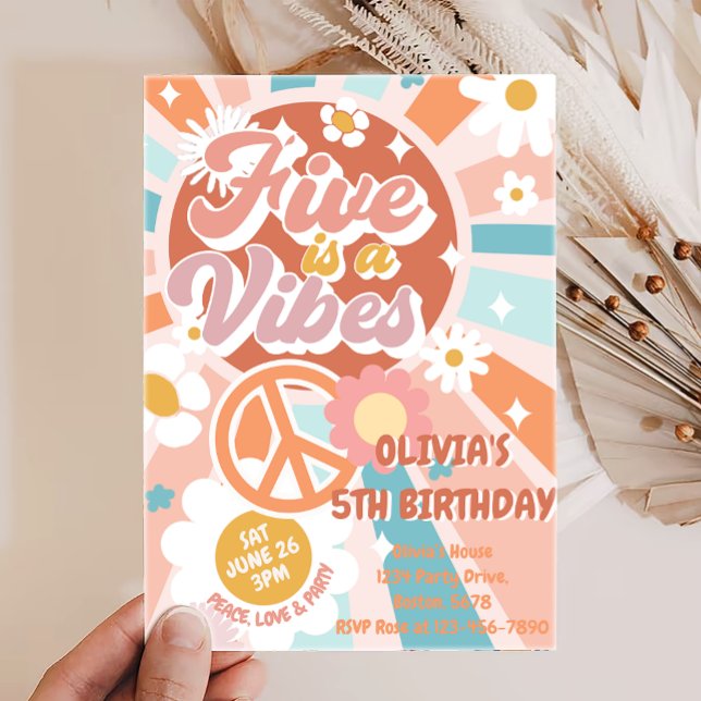 Invitation Super Five est un Vibe Retro Sunshine 5e anniversa (Créateur téléchargé)
