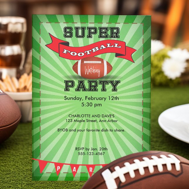 Invitation Super Football Big Game Watch Party (Customizable super football party invitations)
