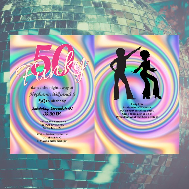Invitation Super Funky Disco Tie Dye 50e anniversaire femme (Créateur téléchargé)