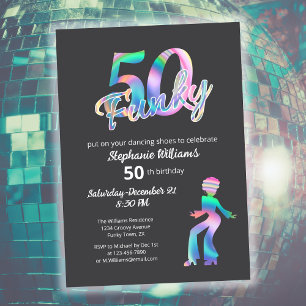 Invitation Super Funky Disco Ty Dye 50e anniversaire femme