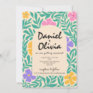 Invitation Super Funky Floral avec Mariage photo QR